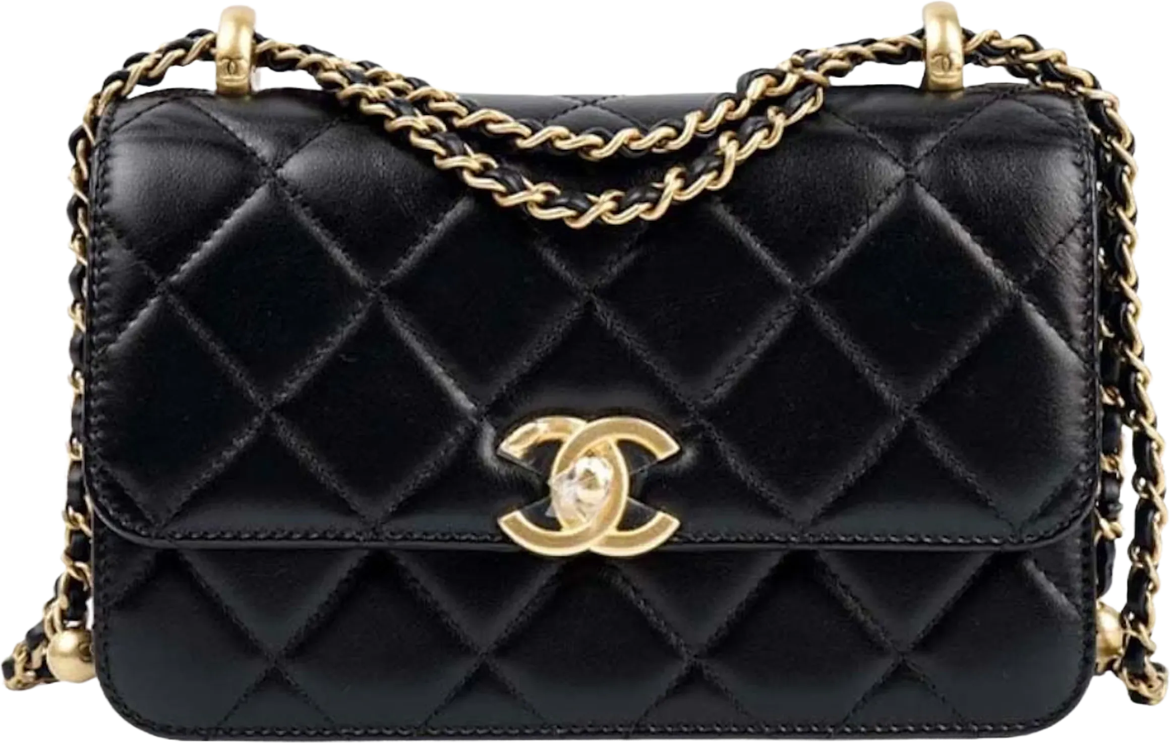 Chanel Mini Size 24C Flap Bag with Adjustable Strap Black (AS261
